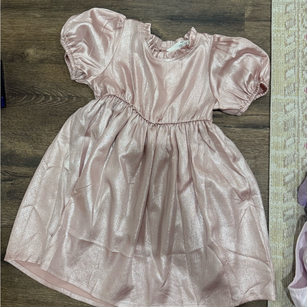 H&M Metallic Pink Ruffled Dress